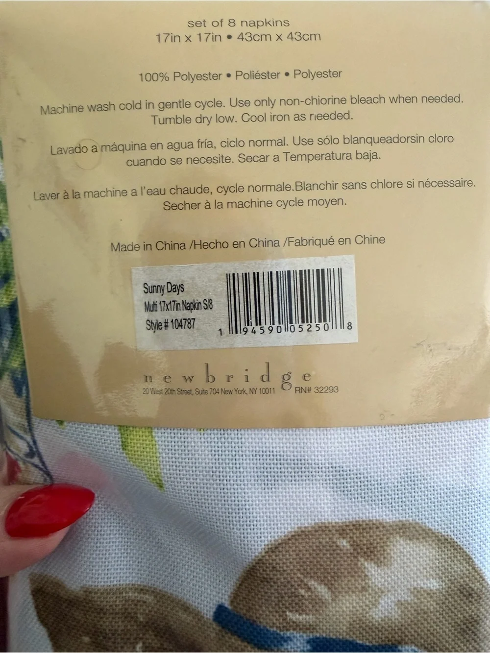 Tropical Coastal Napkin Set of 8 Newbridge Sunny Days Flamingo Palm Tree Linens